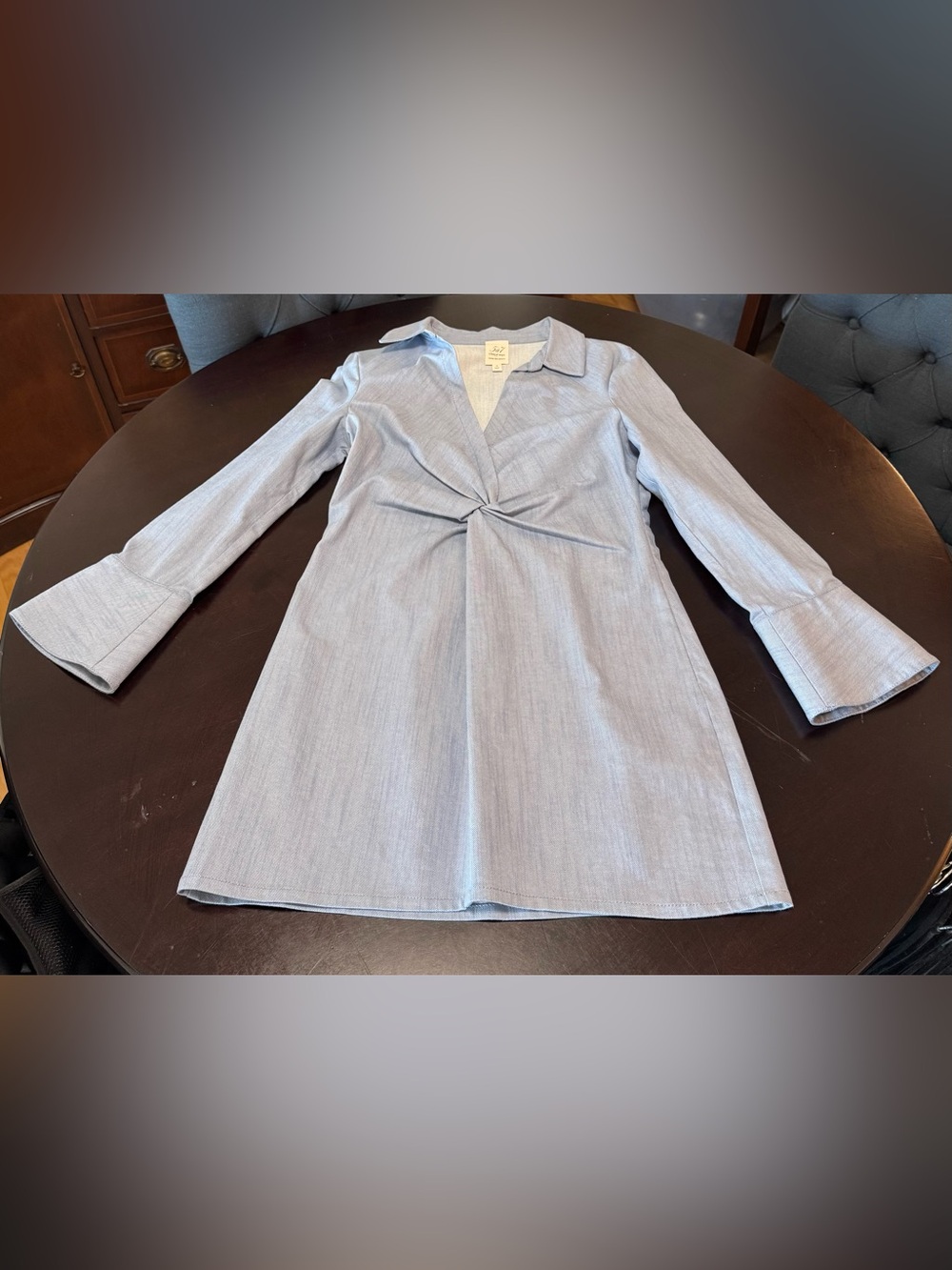 cinq a sept Light Blue McKenna Twist-Front Mini Dress